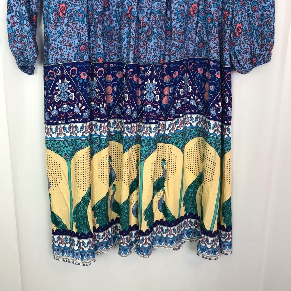 R.Y Iposha Women's Long Sleeve Floral Print Retro V Neck Tassel Bohemian Size 2 - Picture 5 of 11